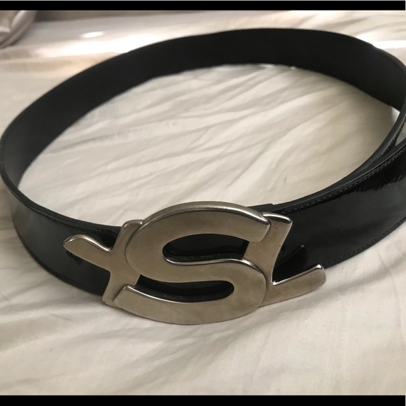 ysl patent leather belt